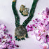 Green Bead Victorian Diamond Temple Neckpiece-Krishna